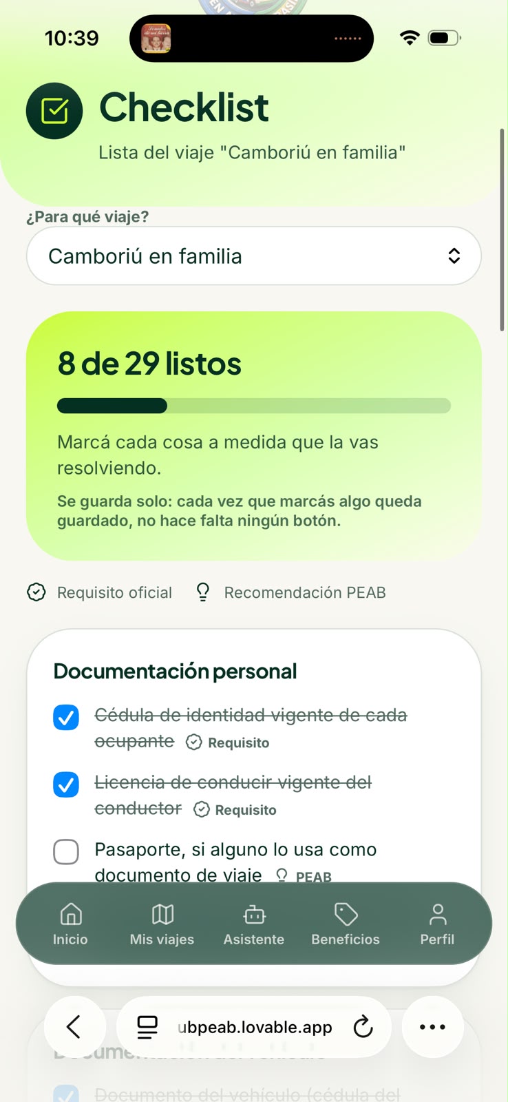 Checklist inteligente de un viaje a Camboriú